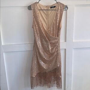 Chicme Allover Sequin Tassel Design Party Dress